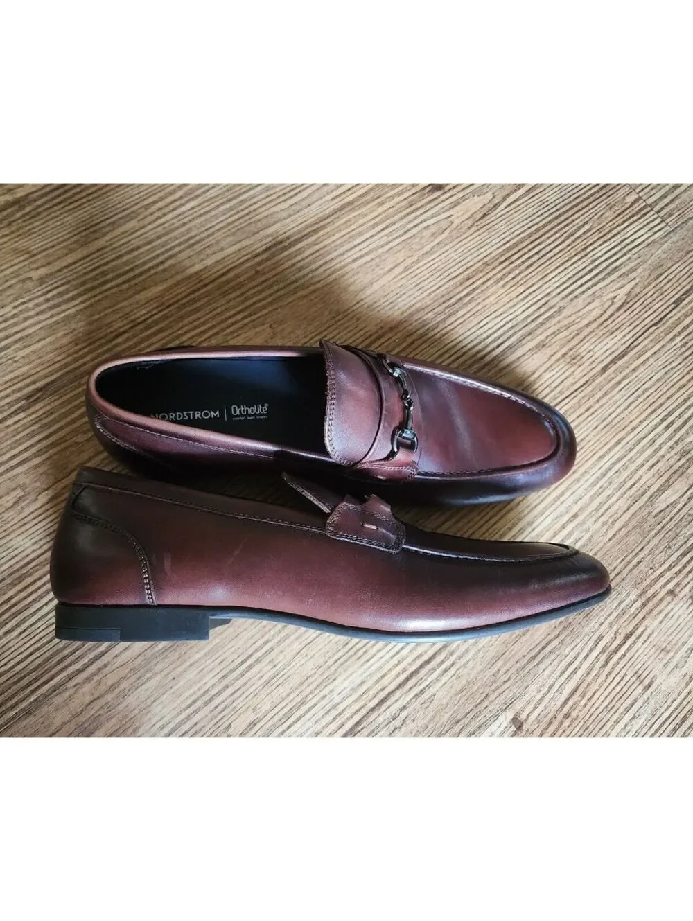 Men's Classic Brown Leather Loafers with Metal Bit Detail